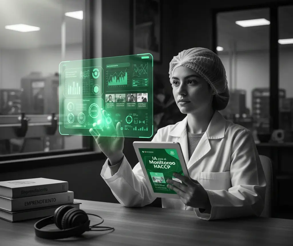 Imagen de un manipulador de alimentos estudiando en las plataformas y en Ebooks